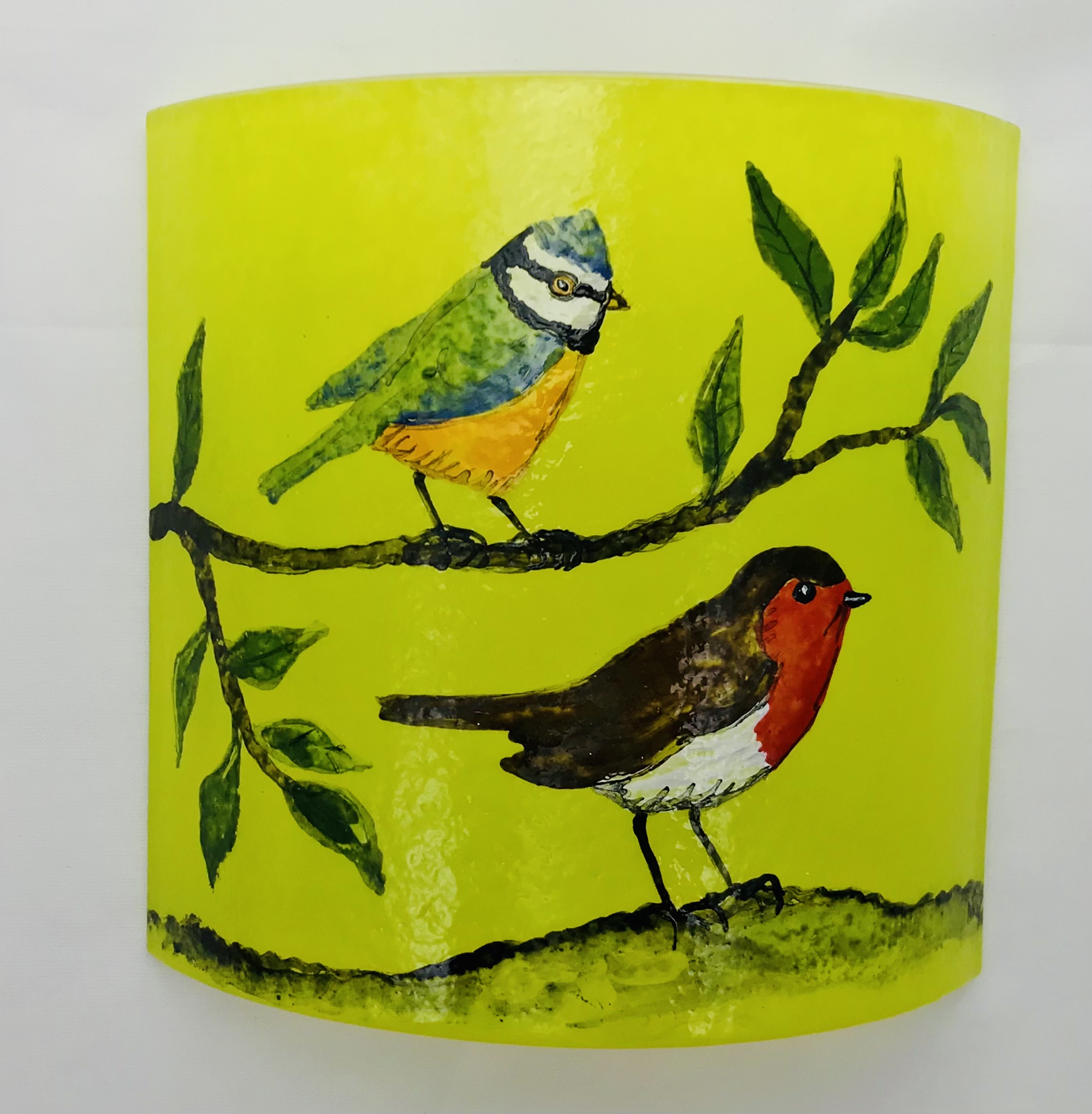 Short Blue Tit & Robin green panel