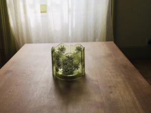 Free-standing fused glass decorations