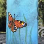 Peacock butterfly glass art design