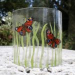 Fused glass art Peacock butterflies