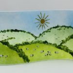 Handmade fused glass gift with Somerset sheep design