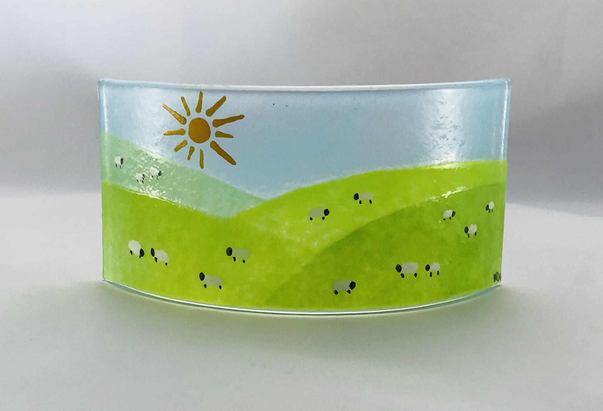 Mini Somerset hills sheep panel Hand painted sheep on hilly background