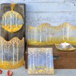 All of the autumn silver birches range - suncatchers, coasters, and free-standing glass panels
