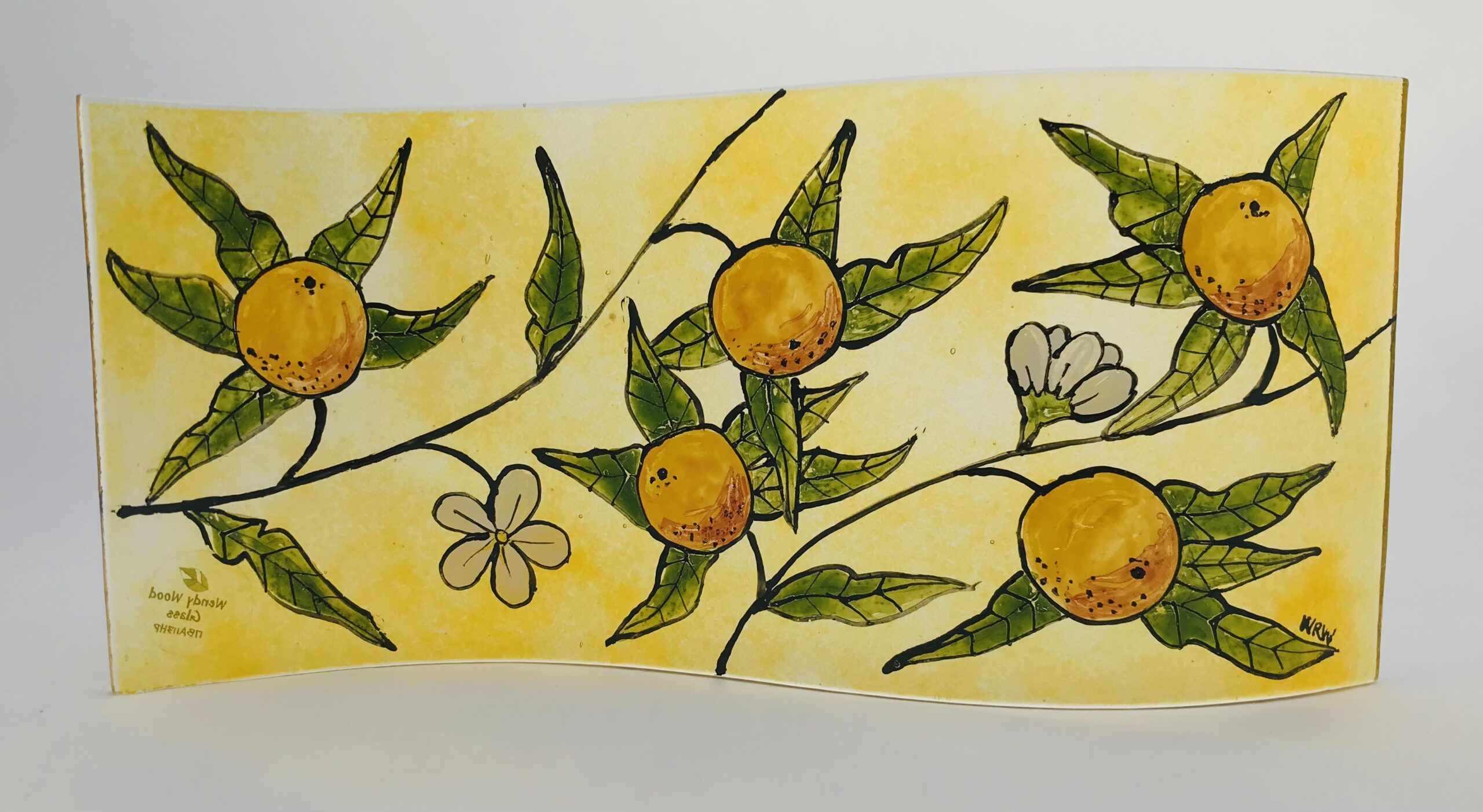 Oranges long glass panel
